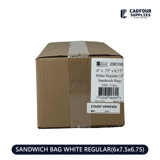 Sandwich Bags Regular White 6x0.75x6.75