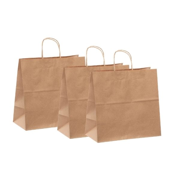 Kraft Paper Bags With Handles 13x7x13 – 250 Pack