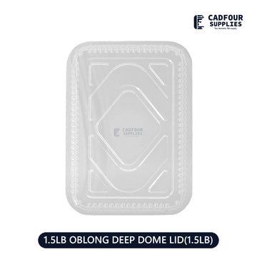 Plastic Dome Lid For 1 1/2 lb Deep Oblong Rectangle Aluminum Foil Containers PPP