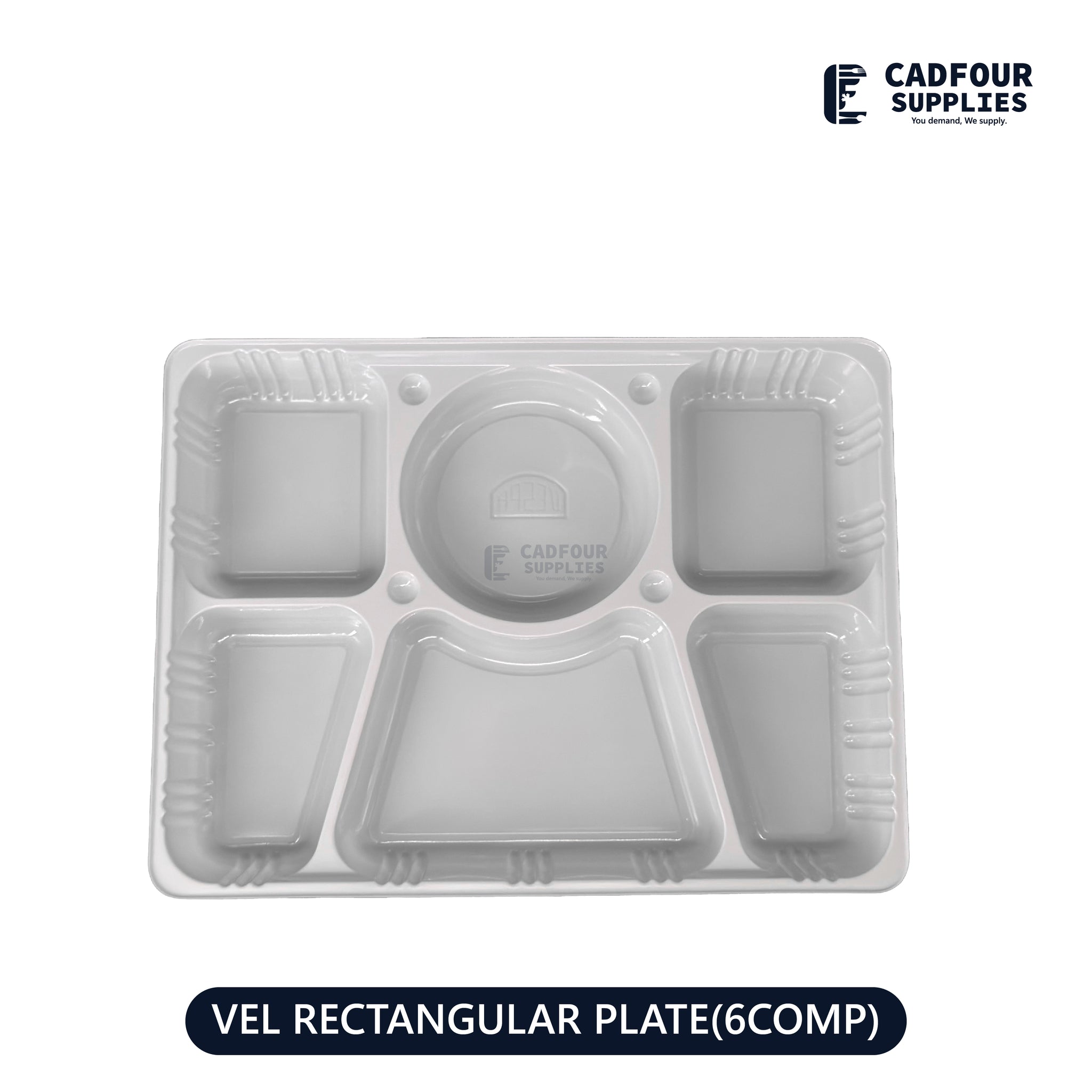 Rectangular Plastic Plate 6 Compartments VEL29