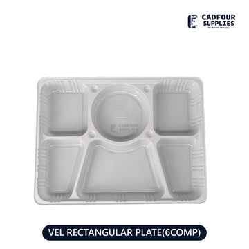 Rectangular Plastic Plate 6 Compartments VEL29