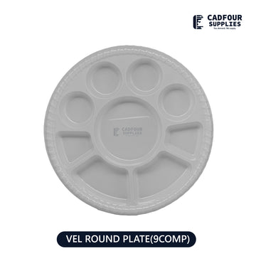 Round Plastic Plate 9 Compartments VEL