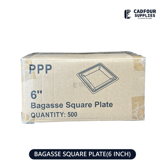 6" Baggasse Square Paper Plates