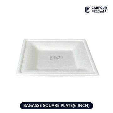 6" Baggasse Square Paper Plates