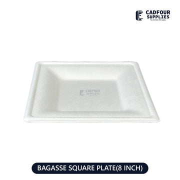 8" Baggasse Square Paper Plates