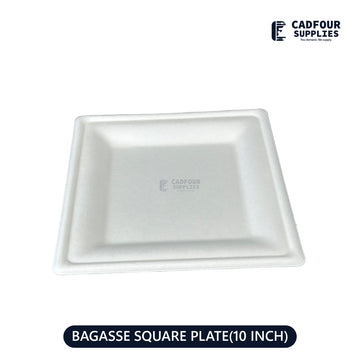 10" Baggasse Square Paper Plates