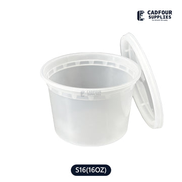 16oz Deli Plastic Clear Round Containers W/Clear Lids- S16