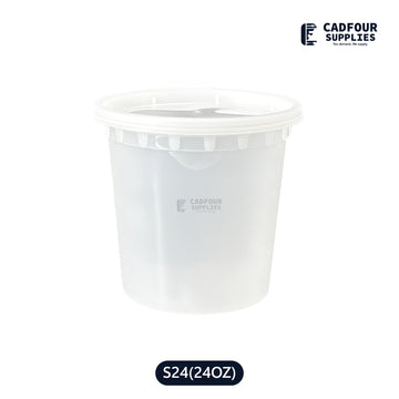 24oz Deli Plastic Clear Round Containers W/Clear Lids- S24