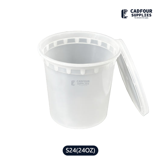 24oz Deli Plastic Clear Round Containers W/Clear Lids- S24