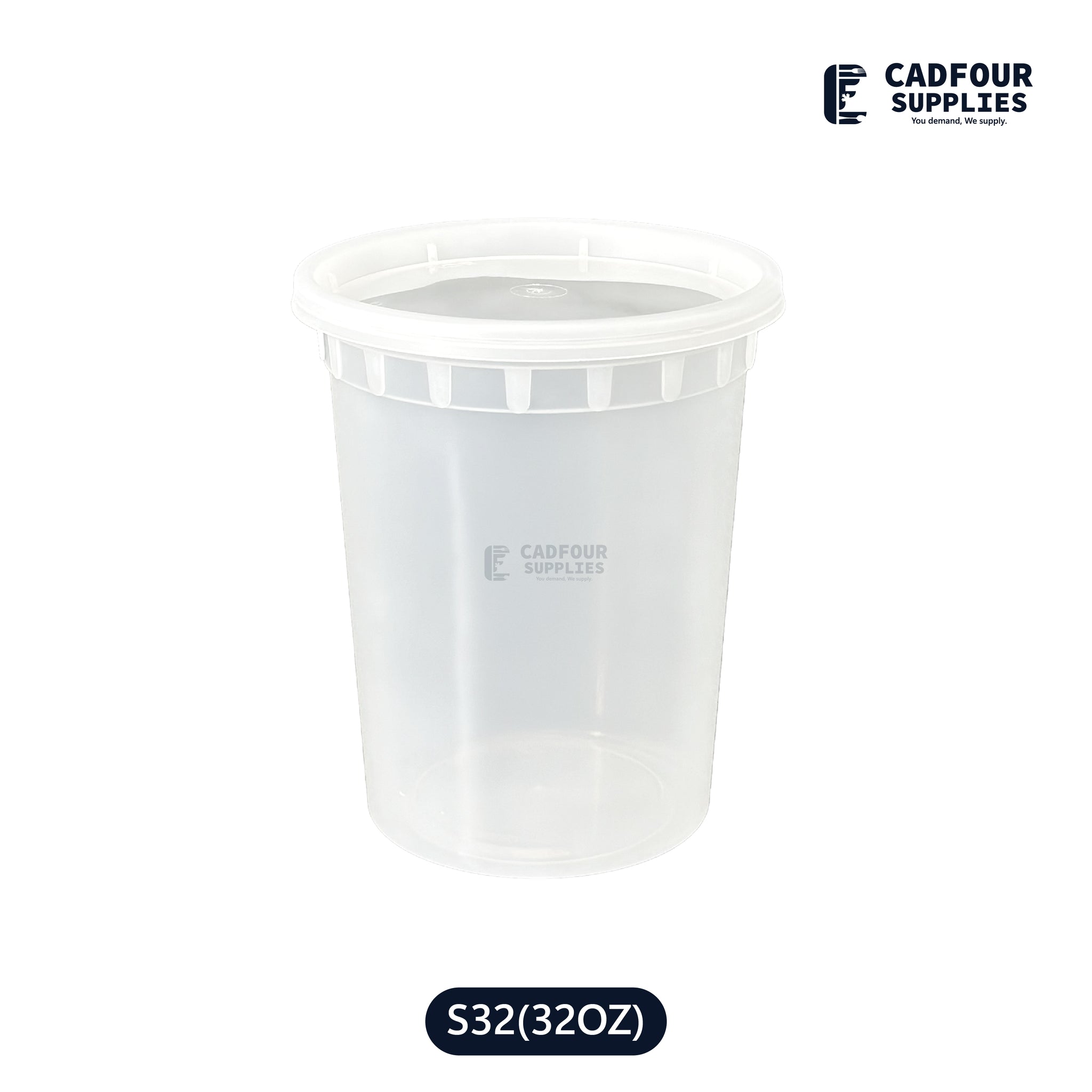 32oz Deli Plastic Clear Round Containers W/Clear Lids- S32