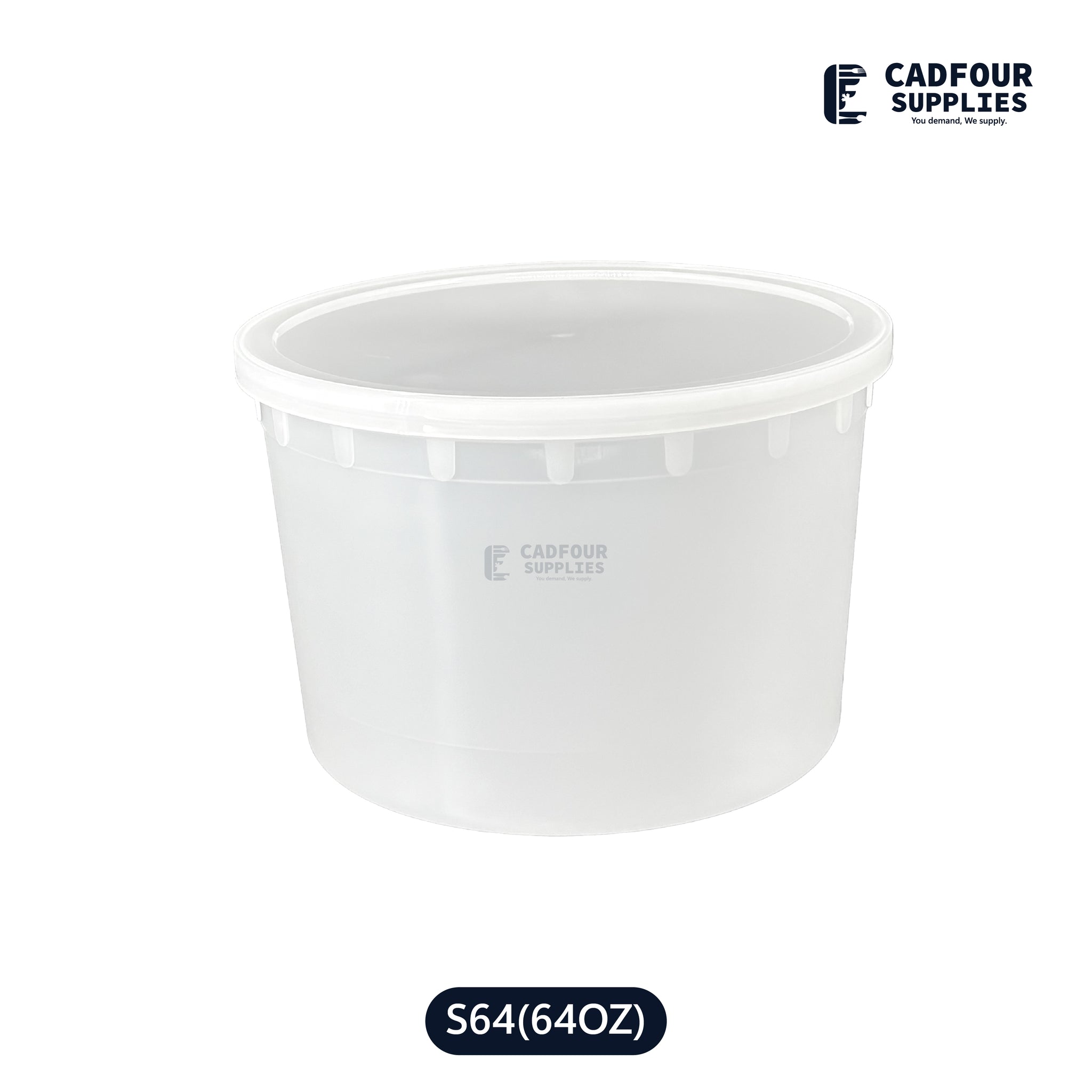 64oz Deli Plastic Clear Round Containers W/Clear Lids- S64