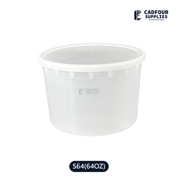 64oz Deli Plastic Clear Round Containers W/Clear Lids- S64
