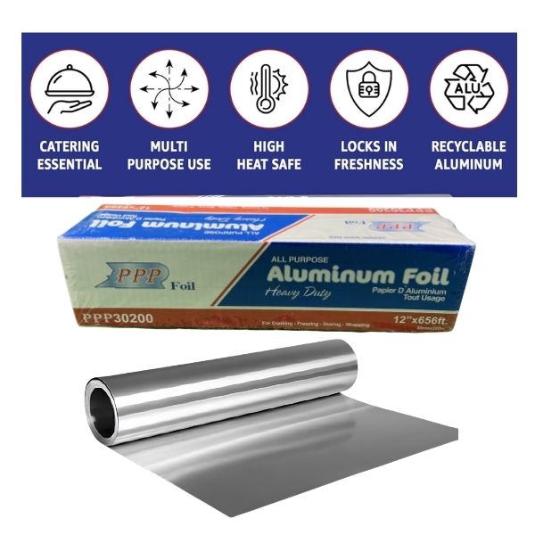 Heavy duty aluminum foil 12x656 ft for restaurant food wrapping and cooking
