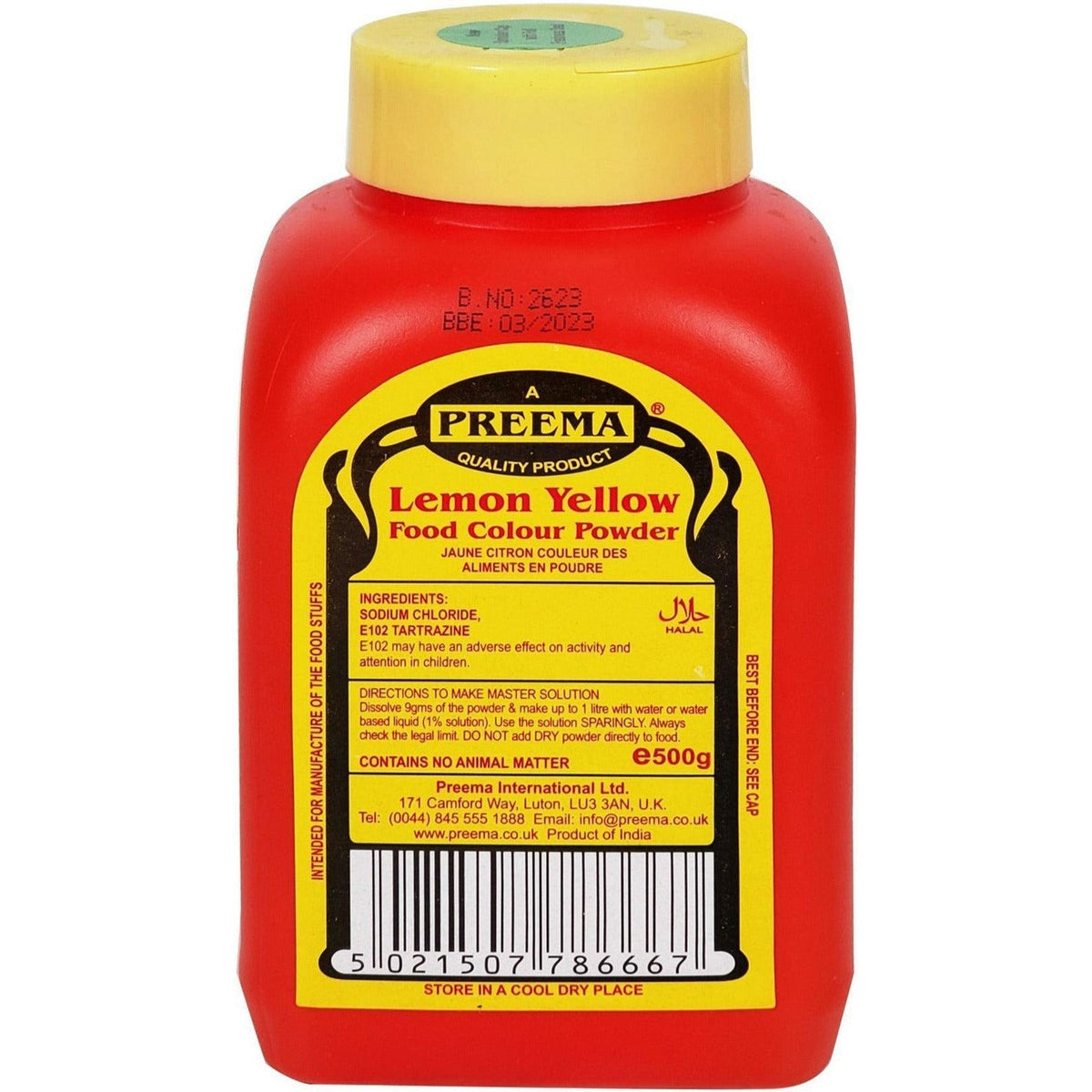 Lemon yellow food colour powder 500 g tub