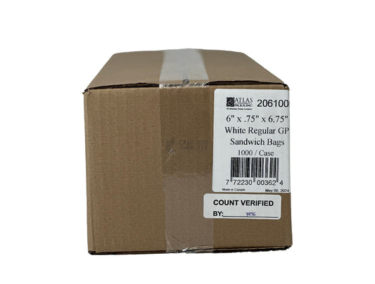 Sandwich Bags Regular White 6x0.75x6.75
