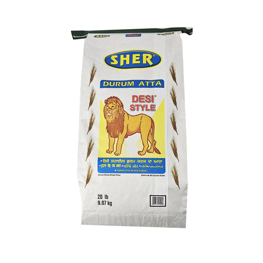 Sher Durum Atta Desi Style 20 lb Whole Wheat Flour