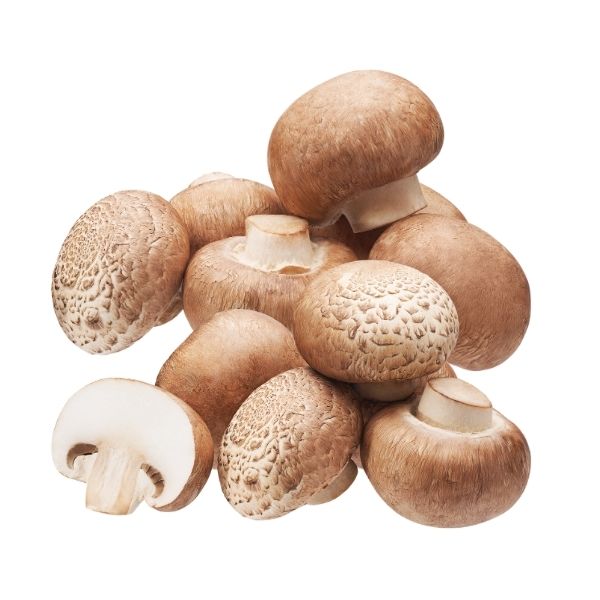 Fresh whole white mushrooms in bulk 5 lb box for food service