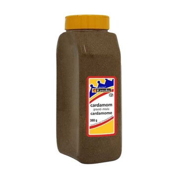 cardamom powder in bottle and bulk packaging
