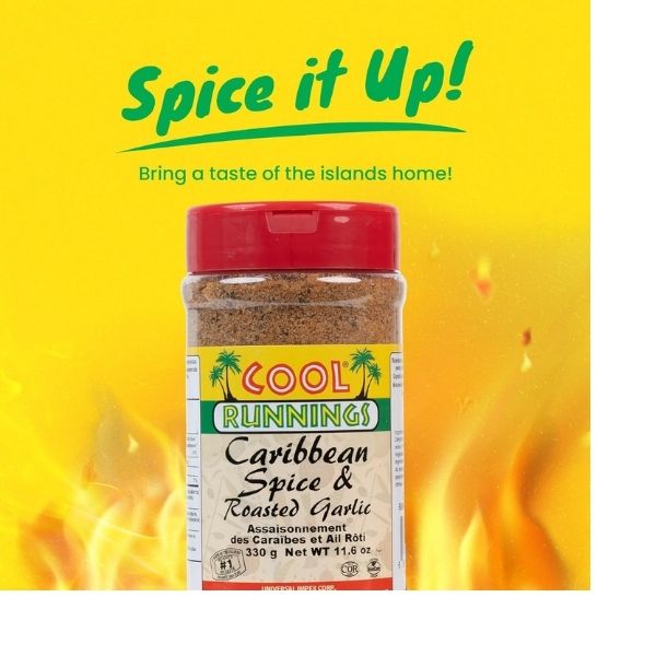 Caribbean spice blend with roasted garlic for meats and vegetables
