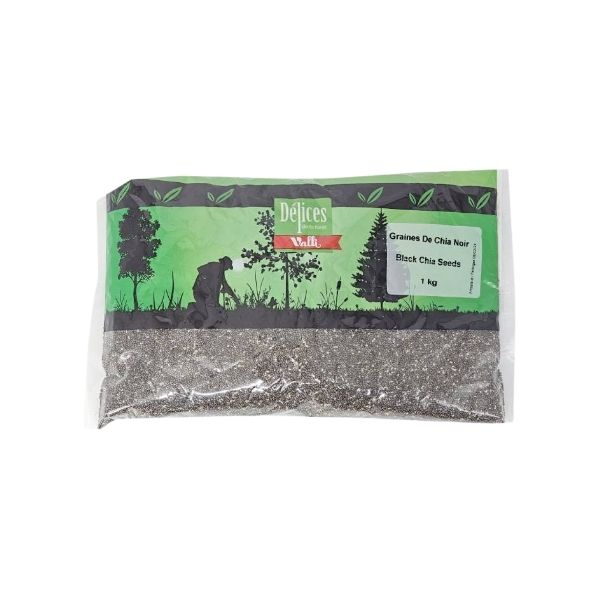 Raw black chia seeds for smoothies and baking
