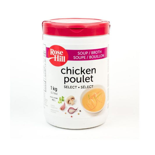 A 1kg tub of professional Chicken Cream Soup Mix with a resealable lid for commercial use.
