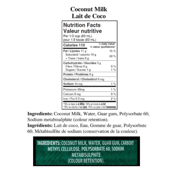 Coconut milk 400ml single can creamy texture