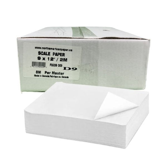 white 9x12 scale paper sheets stack used for food wrapping and deli counters