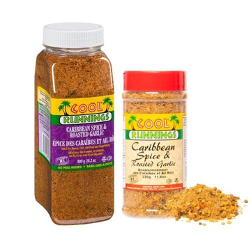 Cool Runnings Caribbean spice roasted garlic 800 g and 330g bulk bottle
