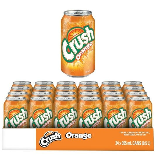 Crush Orange soda 355ml cans case of 24 bulk beverage pack for restaurants and catering