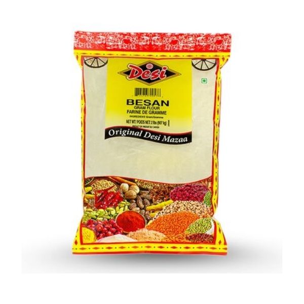 Close view of besan gram flour texture in pack