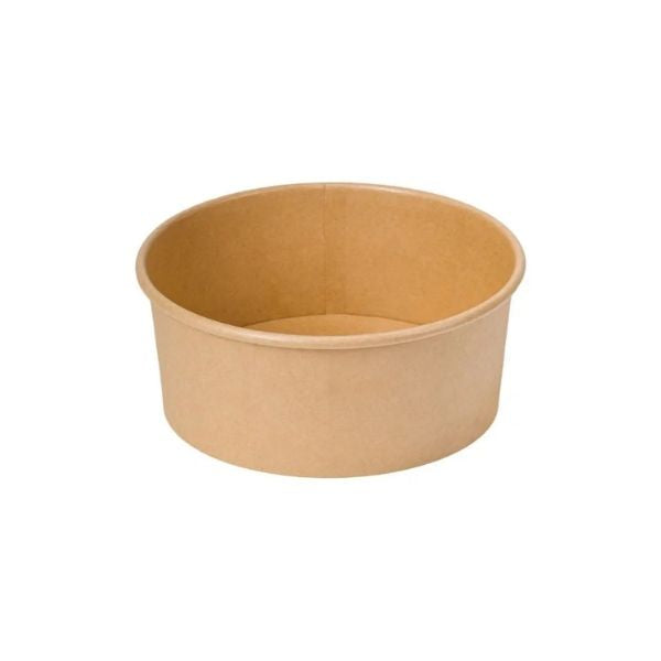 Box of 200 Eco-Craze 25oz (750ml) Round Kraft Paper Containers.