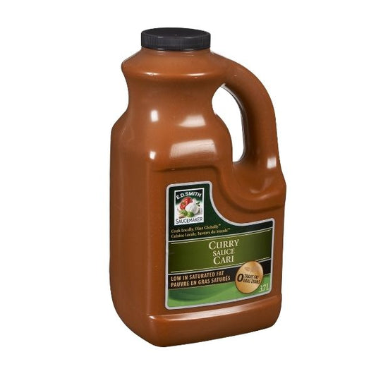 E.D. Smith curry sauce label on food service container
