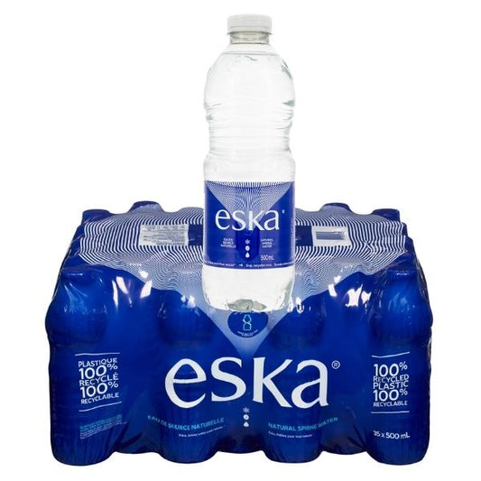 Eska natural spring water 500ml bottles pack of 35 bulk bottled water for restaurants and catering