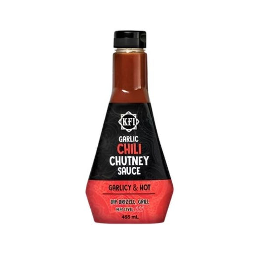 Spicy Garlic Chili Chutney for dipping, drizzling, and grilling with a 3-pepper heat level