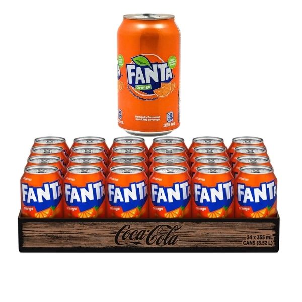 Fanta orange soda 355ml cans 24 pack tray