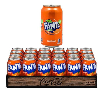 Fanta orange soda 355ml cans 24 pack tray
