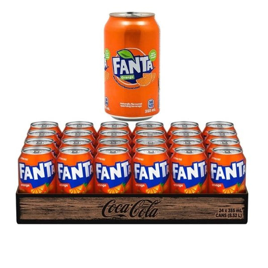 Fanta orange soda 355ml cans 24 pack tray