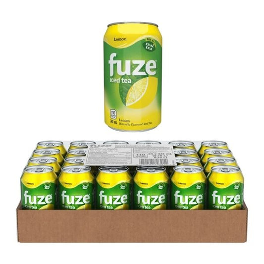 Fuze Lemon Iced Tea 341ml cans case of 24 refreshing beverage for restaurants and catering