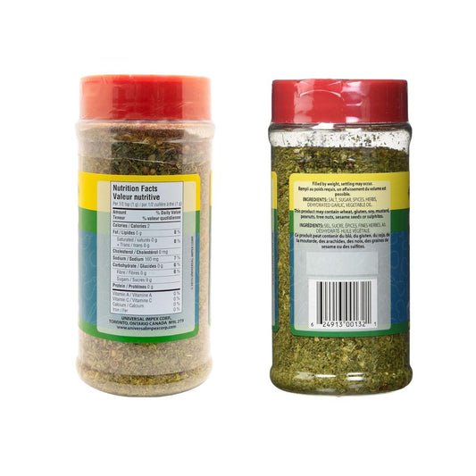 All purpose seasoning garlic pepper herbs bottle