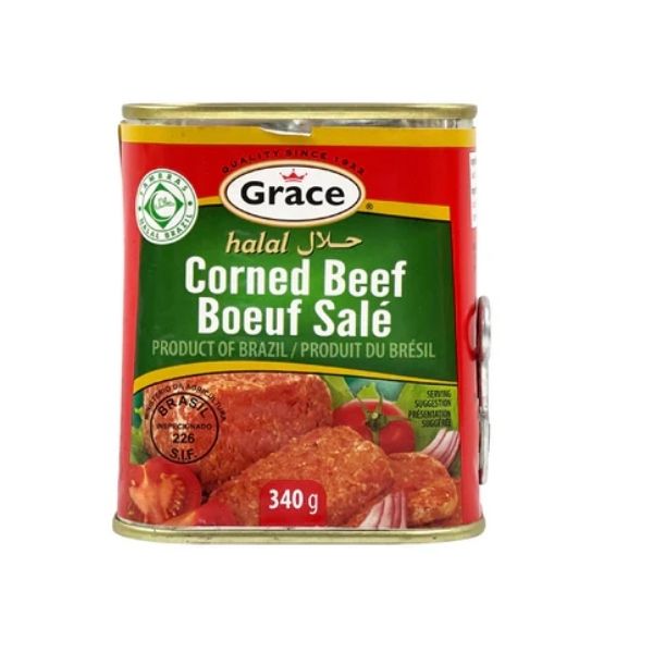 Grace halal corned beef 340g canned ready to eat