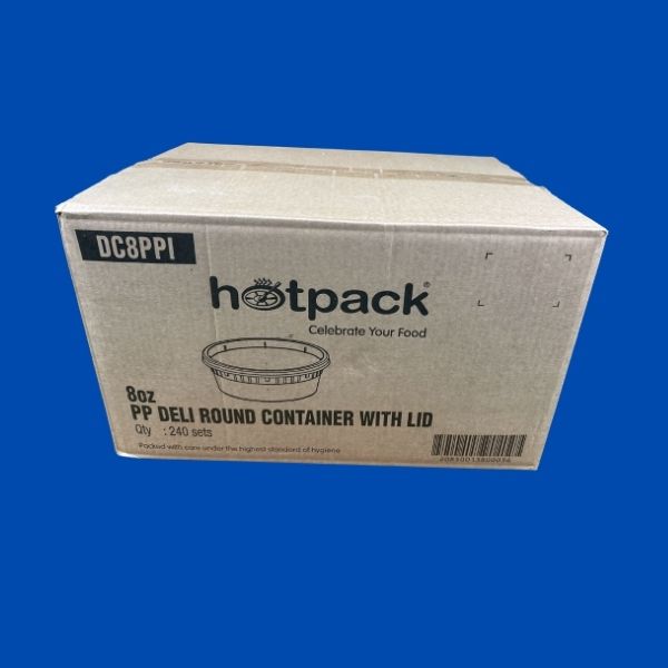 8oz Clear PP Deli Round Containers with Lids - 240 Sets/Case | Hotpack DC8PPI