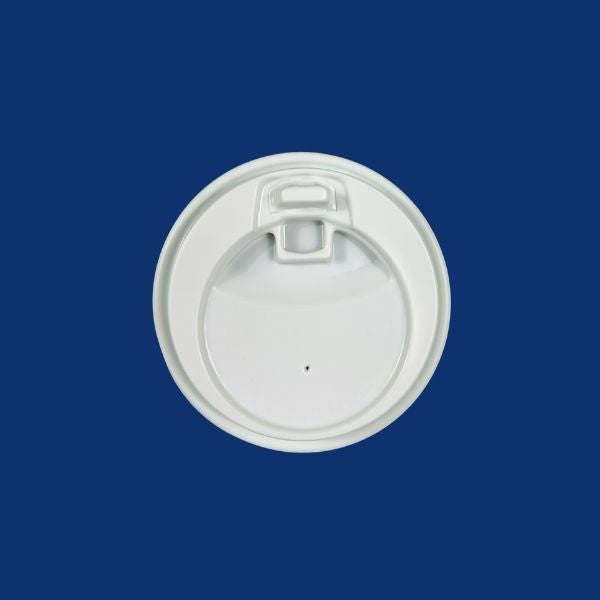 White reclosable sip lid for coffee cups top view