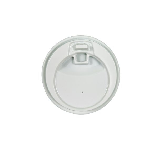 White reclosable sip lid for coffee cups top view