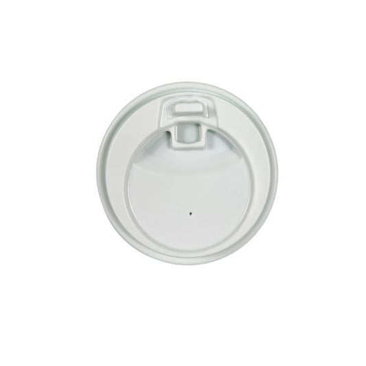 White reclosable sip lid for coffee cups top view
