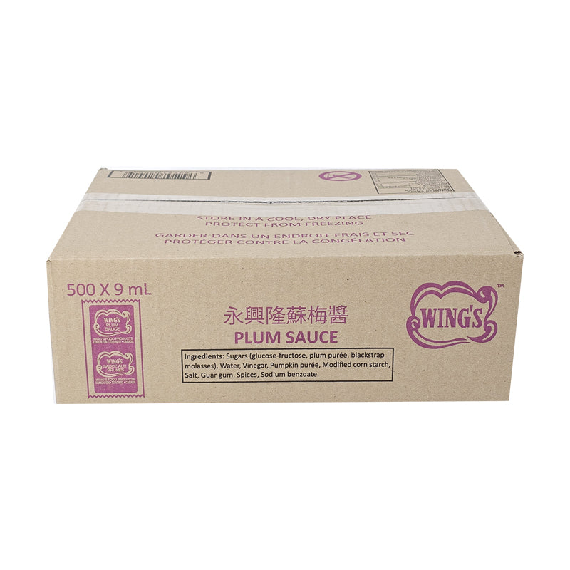 Case of 4x4L Wing’s Plum Sauce jugs for high-volume restaurant supply