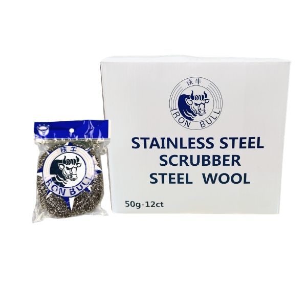 Iron Bull stainless steel scrubber steel wool 12 pack heavy duty kitchen cleaning tool