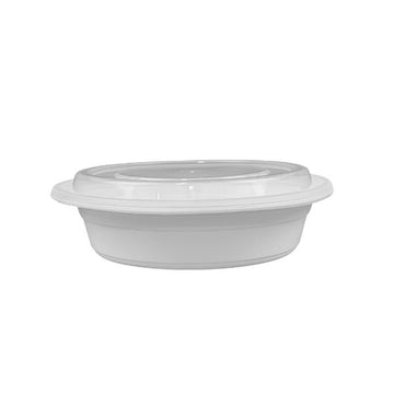 JV R-24W 24oz white round plastic combo container 150 pack microwave safe