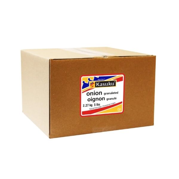 Kasuku granulated onion 5LB bulk packaging