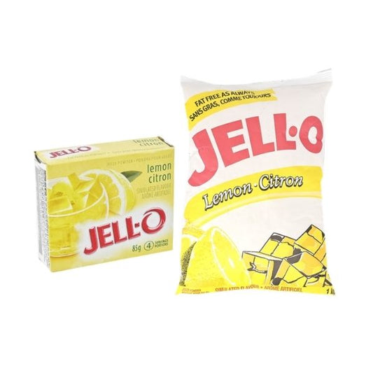 Lemon jelly dessert prepared from powder