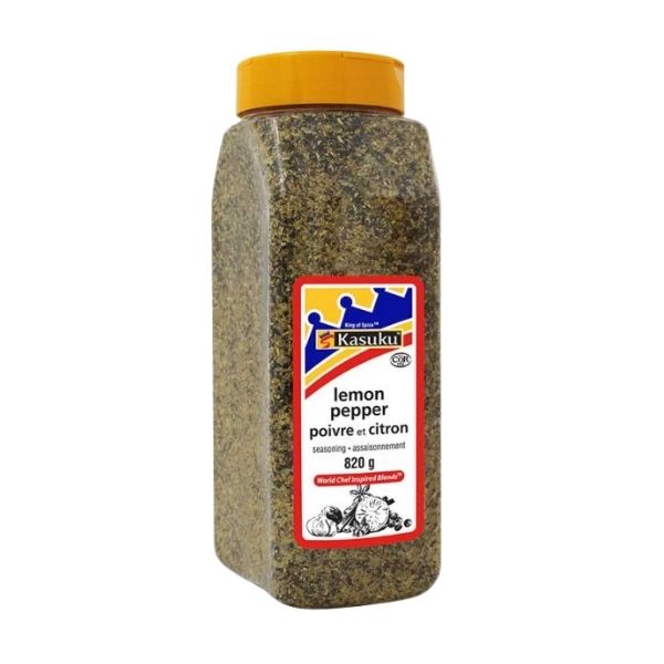lemon pepper spice in bottle and bulk packaging
